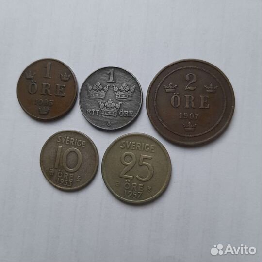 Монеты Дании,Швеции,Финляндии,Норвегии,Испании,Лат