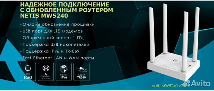 Роутер netis MW5240 USB 3G/4G LTE модемов