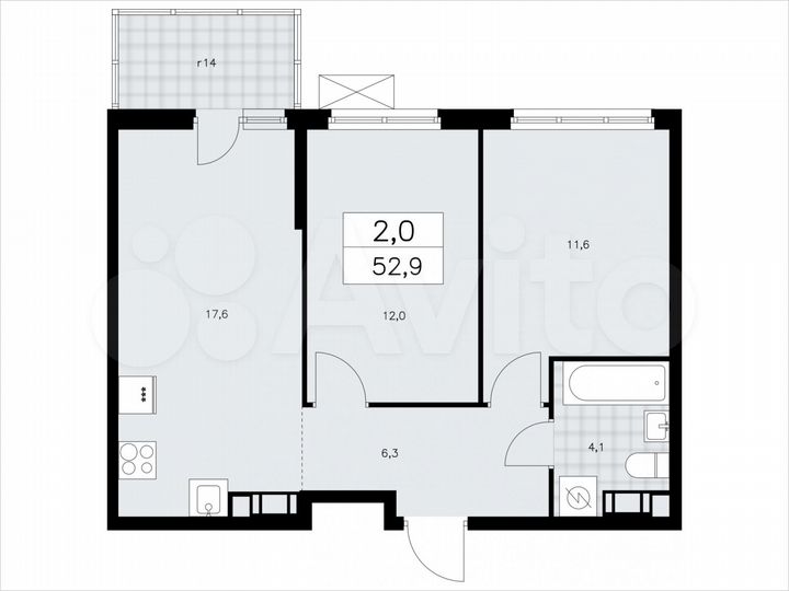 2-к. квартира, 52,9 м², 8/11 эт.