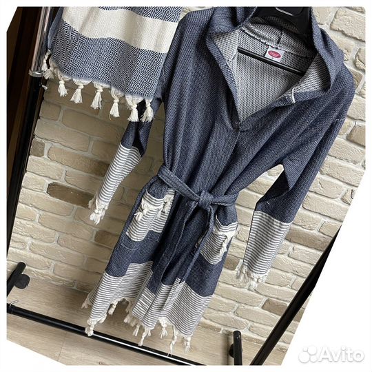 Халат женский с капюшон и полотенце Пештамаль