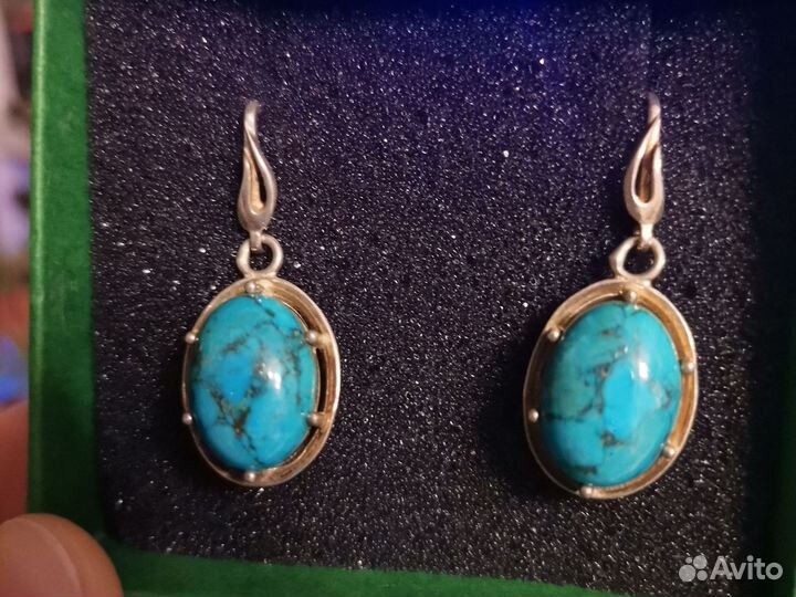 Серьги серебряные с бирюзой