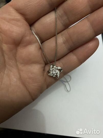 Серебряная цепь с кулоном новая