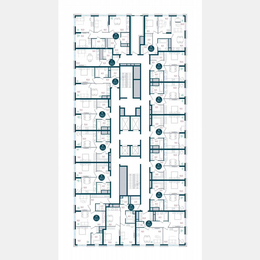 1-к. квартира, 36 м², 20/32 эт.