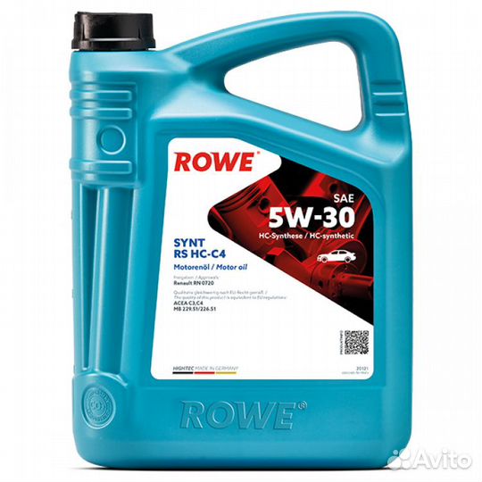 5w-30 Rowe Hightech Synt RS 5л C4
