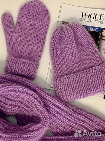 Комплект шапка шарф и варежки