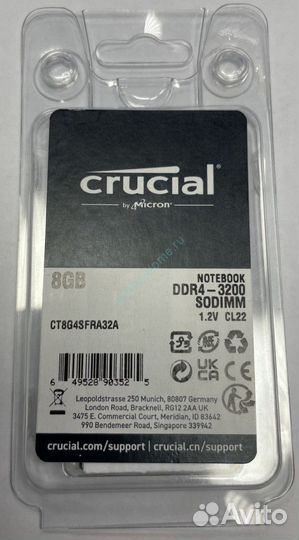 8GB Crucial CT8G4sfra32A DDR4 3200 sodimm