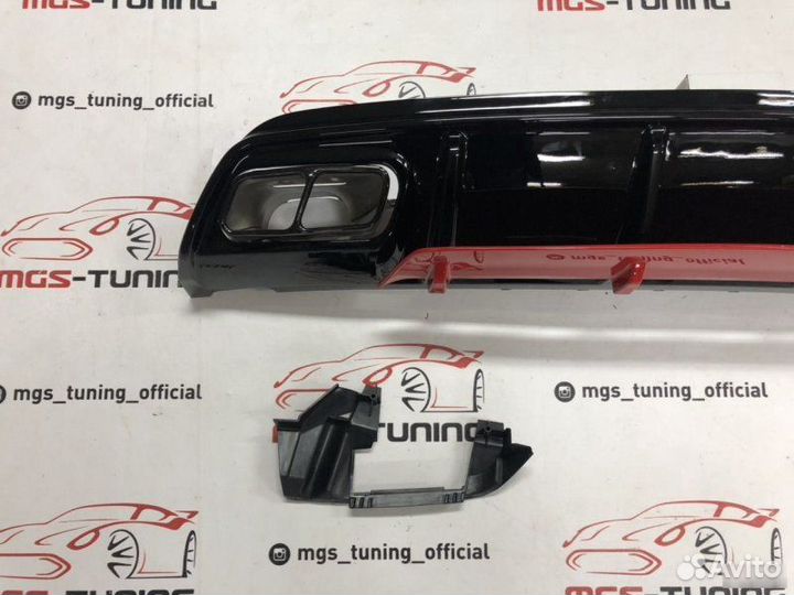 Диффузор насадки Мерс w176 А45 AMG красный 12-15