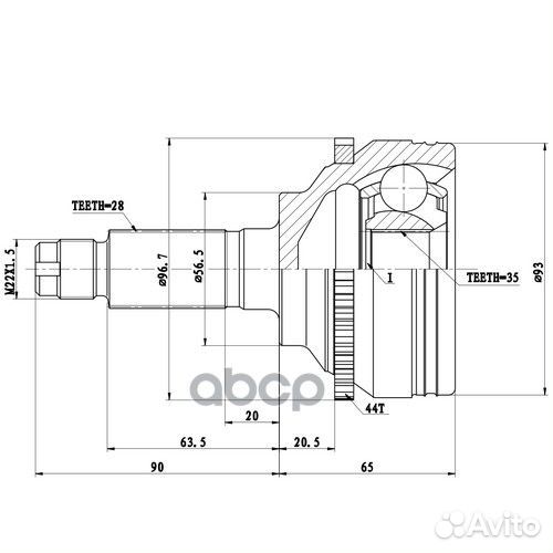 Шрус наружный перед лев Z87259R Zikmar