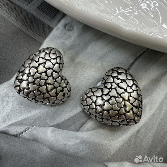 Клипсы Oscar de la Renta сердце в серебре
