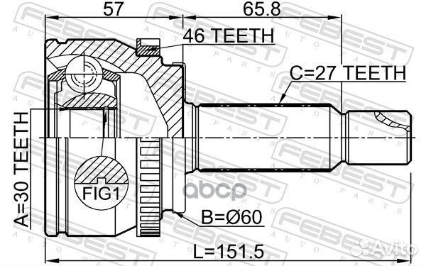 ШРУС наружный к-кт 30x60x27 Kia Rio 1.5 00-05