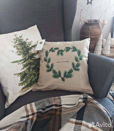 Наволочка hm home чехол на подушку zara home елки