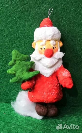 Ватная новогодняя елочная игрушка Дед мороз