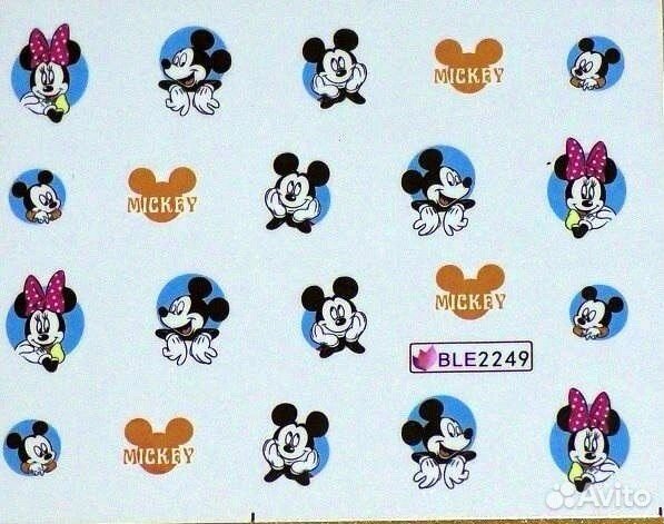 Водные стикеры (слайдеры) для ногтей (Микки Маус)