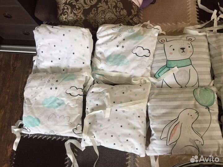 Бортики подушки 12 шт в кроватку