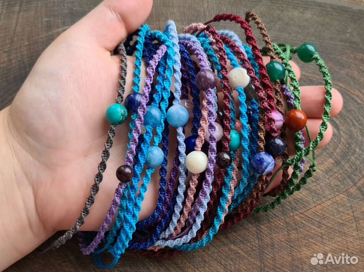 Браслеты-спирали с натуральными камнями мараме