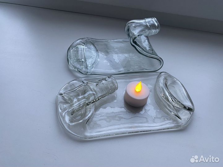 Тарелка из бутылки - подсвечник, декор