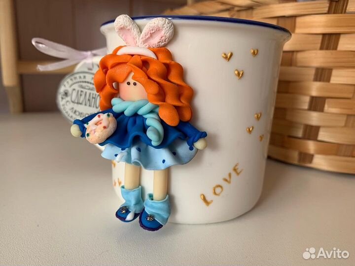 Кружечки с декором из полимерной глины