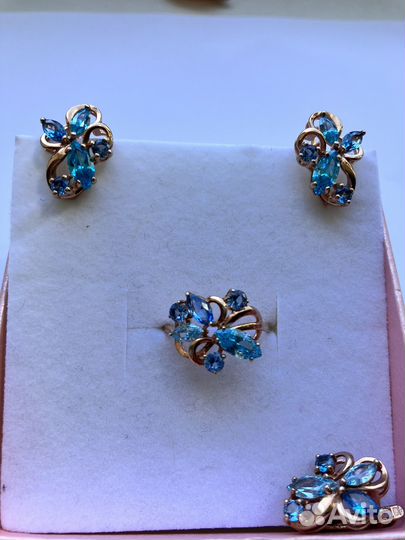 Комплект серебро с позолотой