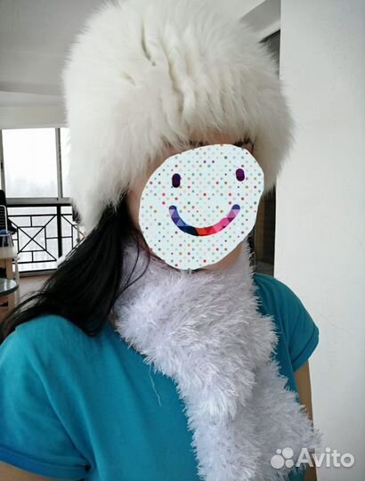 Шапочка из вязаной норки и шарфик