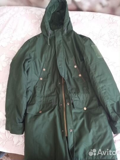 Парка офисная военная с шапкой и кашне
