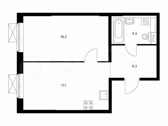 1-к. квартира, 43,9 м², 16/20 эт.