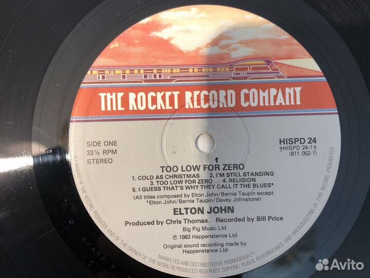 Elton John Too Low For Zero lp, UK