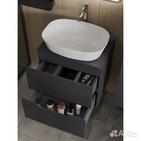 Тумба с раков. 60 графит/бел. Li-60tugmdf+B08-500W