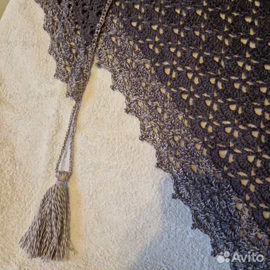 Бактус шарф-косынка ручное вязание 100% хлопок