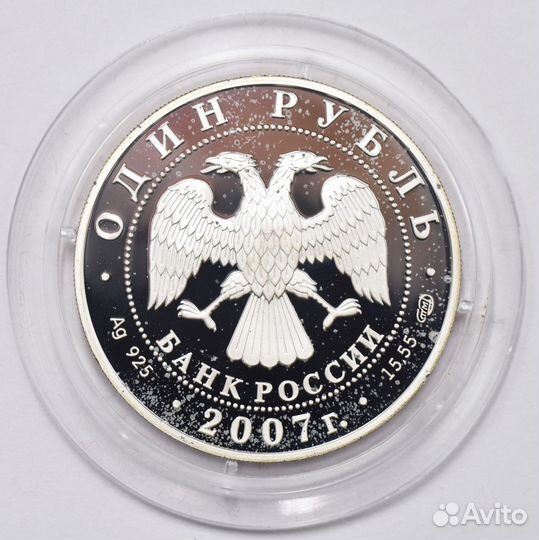 1 рубль 2007 года. Кольчатая нерпа. Серебро 925