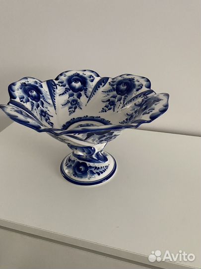 Ваза Гжель для фруктов оригинал