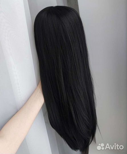 Черный длинный Парик без челки