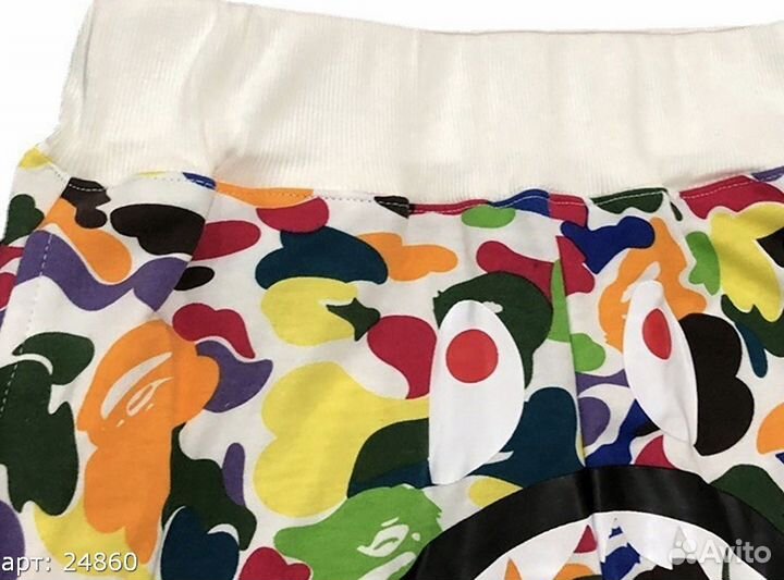 Шорты bape (M-3XL) белые разноцветные