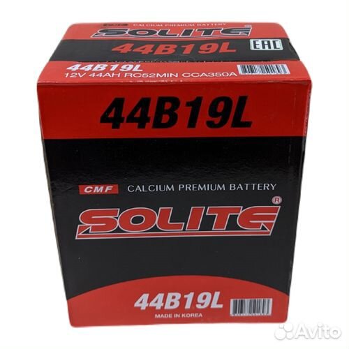 Аккумулятор Solite 44B19L (44Ач, 350А)