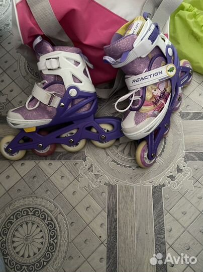 Роликовые коньки детские с защитой,шлемом и сумкой