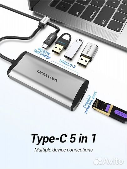 Сетевой адаптер Vention USB-C tgdhb