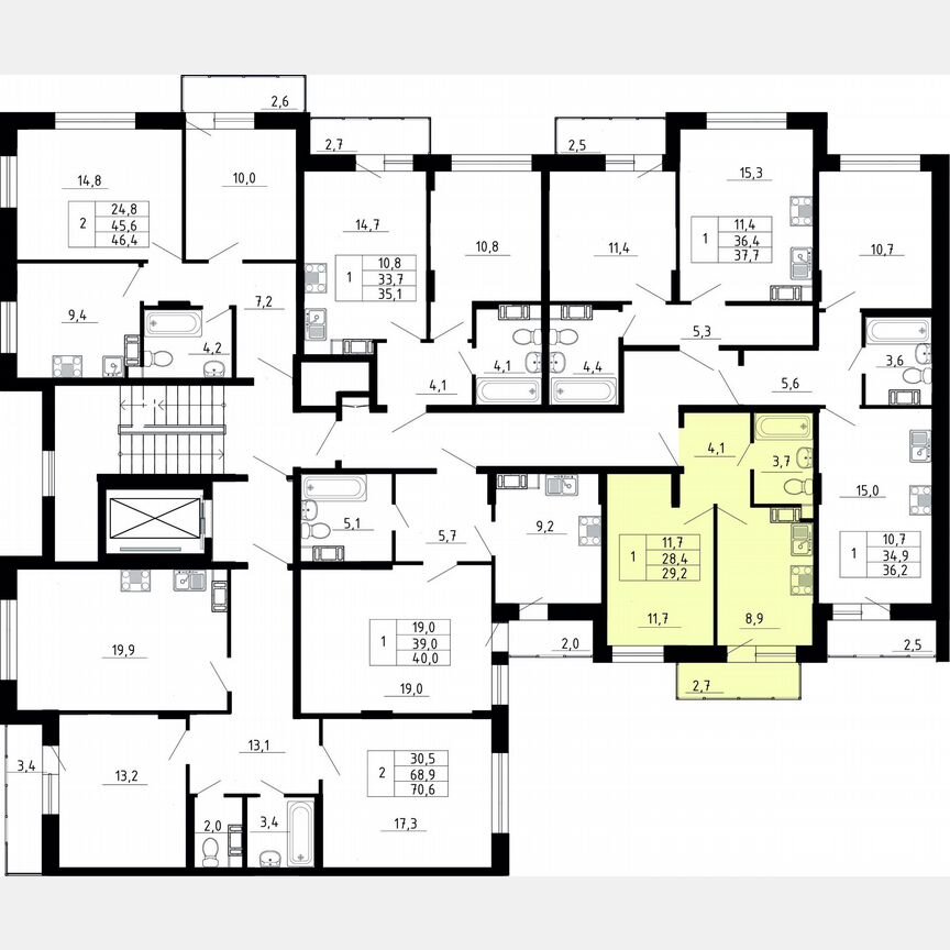1-к. квартира, 28,4 м², 7/8 эт.