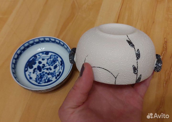 Гайвань с блюдцем керамический, ручная роспись