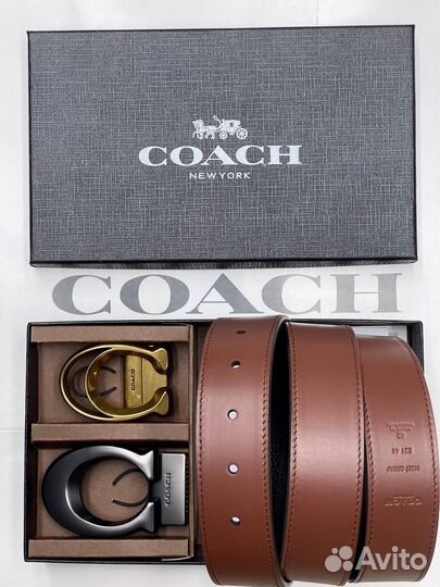 Ремень мужской кожаный двусторонний Coach