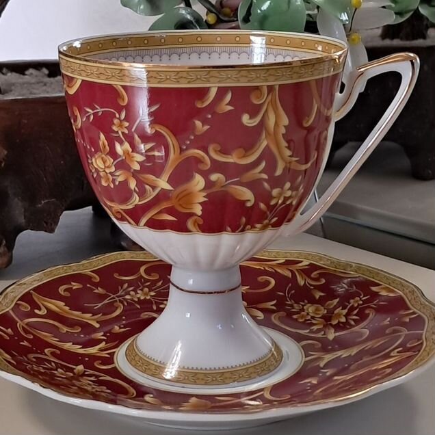 Чайная пара "Красный бархат "Staffordshire" Англия