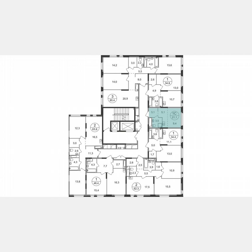 Квартира-студия, 21,1 м², 16/19 эт.