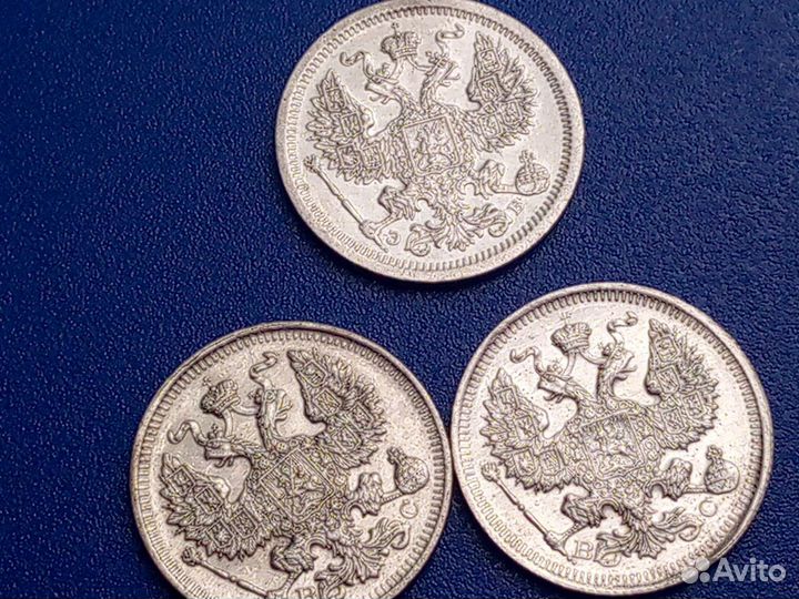 Монеты, серебро, Николая-2, см. описание
