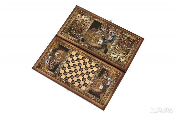 Нарды + Шашки Сирия Львы средние 50 см