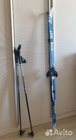 Лыжи, палки, крепления