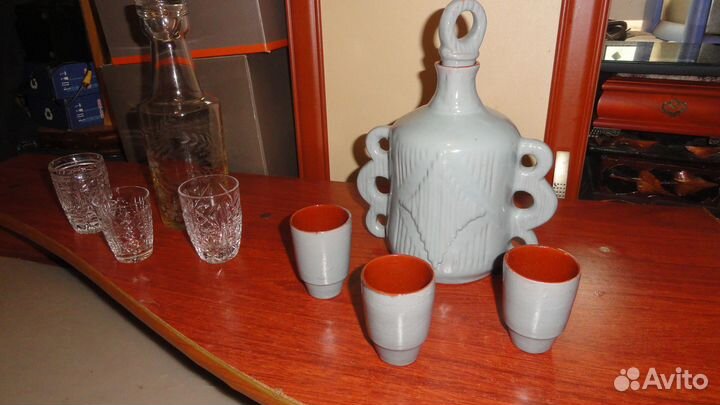 Графин/штоф-ссср стекло/керамика-комплектом