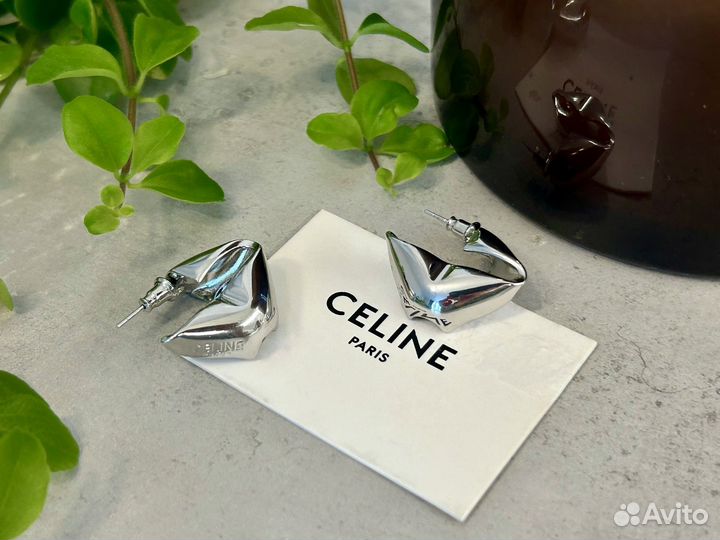 Серьги конго Celine мятый металл