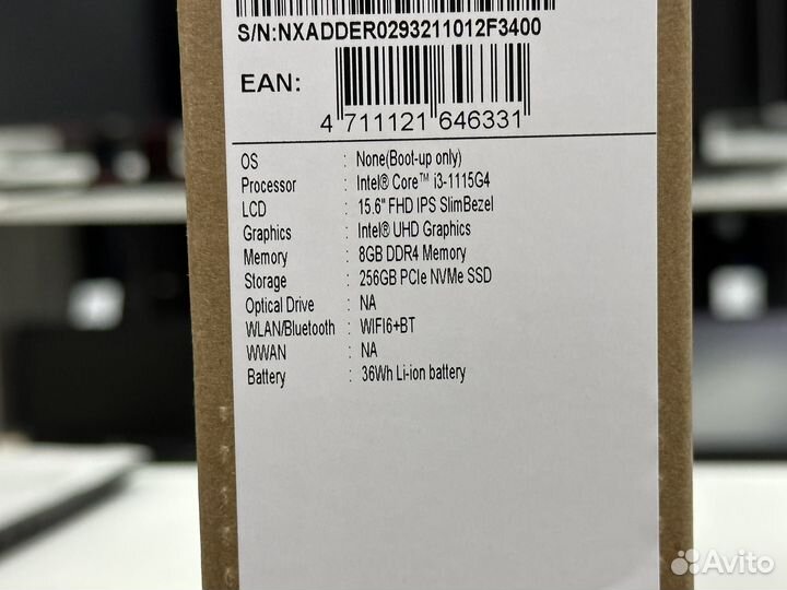 Новый ноутбук acer i3-1115g4 озу 8gb Ssd 256