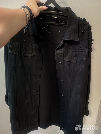 Джинсовая куртка женская 44 46 черная