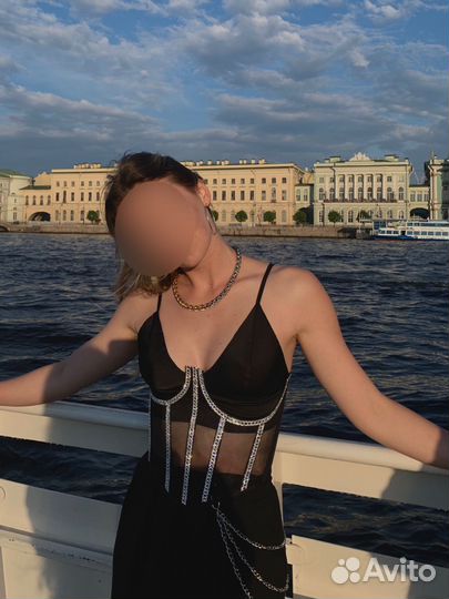 Корсет черный и белый с блестками