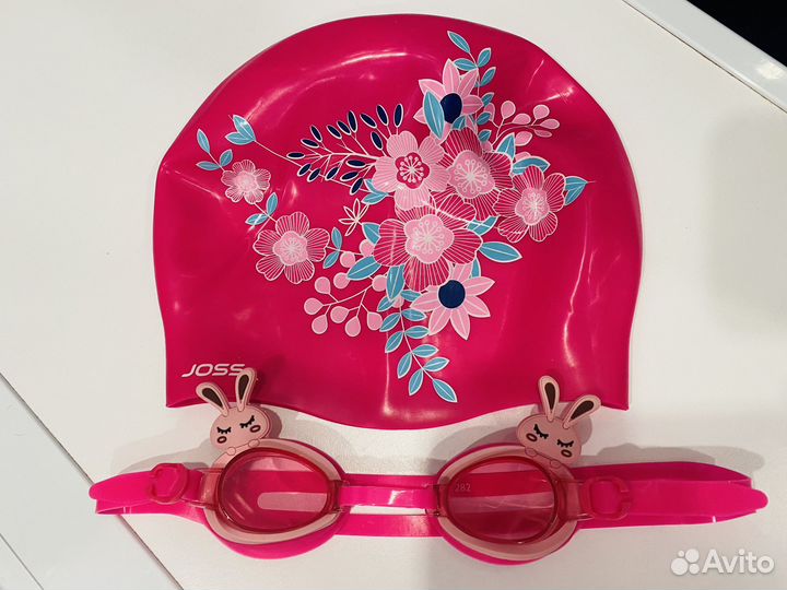 Очки и шапочка для плавания joss