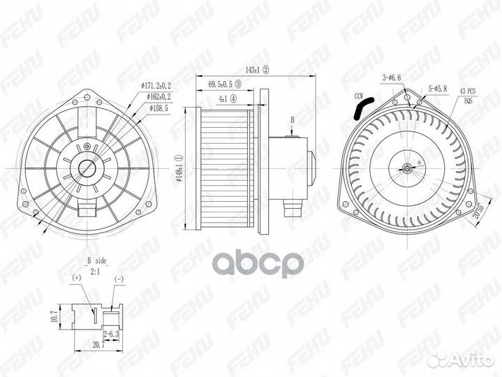 Электровентилятор отопителя для Suzuki Grand